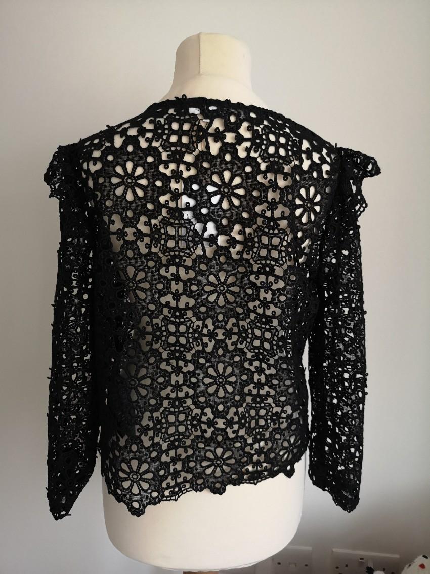 Claudie Pierlot Black Lace Ruffle Jacket