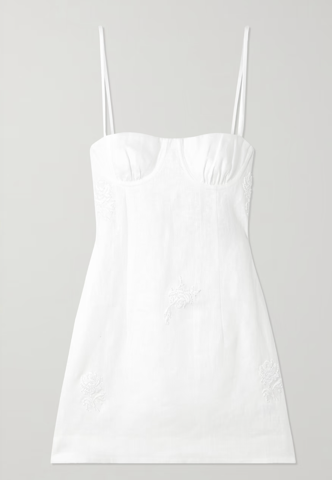 Sir the Label Alessandra Gathered Embroidered Linen Mini Dress
