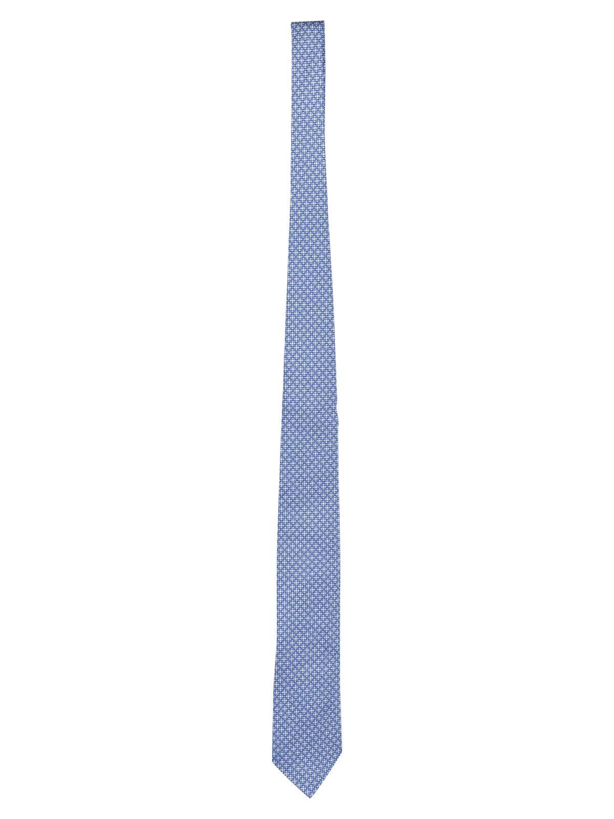 Blue & green tile patterned silk tie