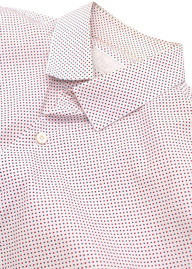 Red & Blue Square Print Button Down Shirt