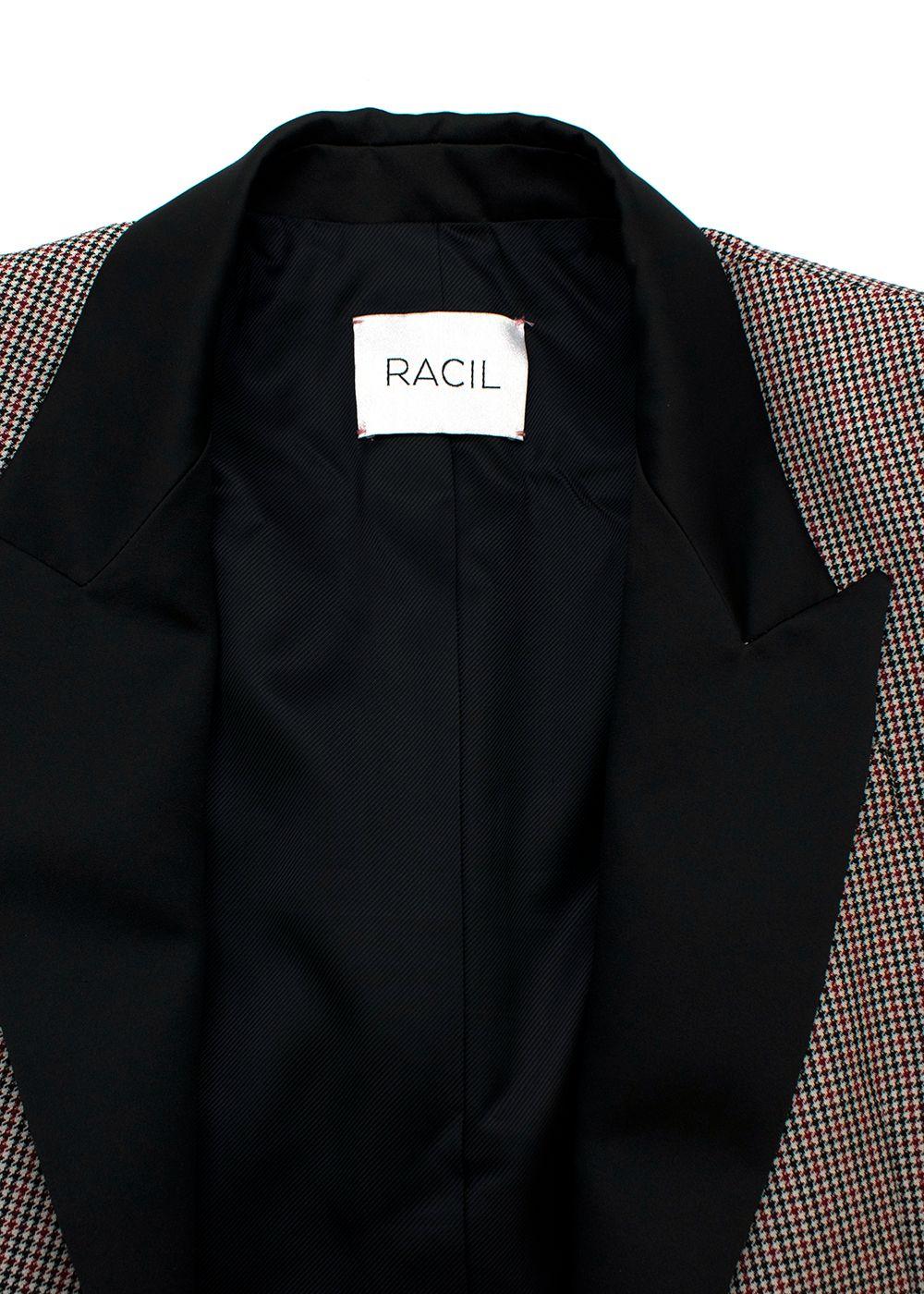 Contrast Lapel Micro Houndstooth Blazer