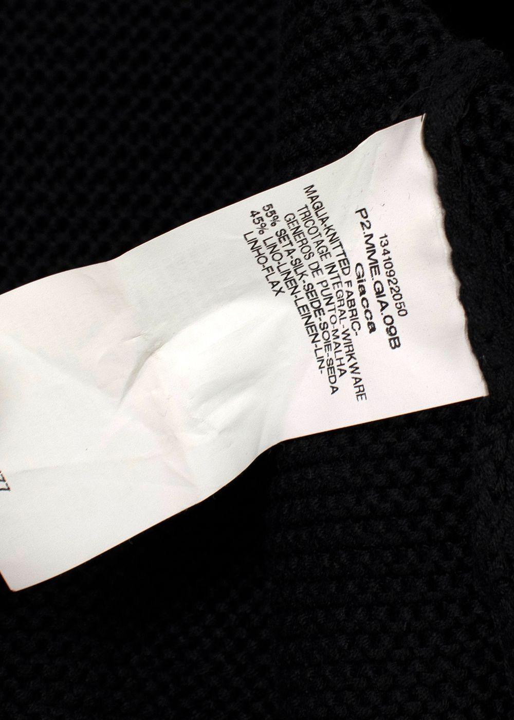 MaxMara Black Silk and Linen Blend Cropped Cardigan