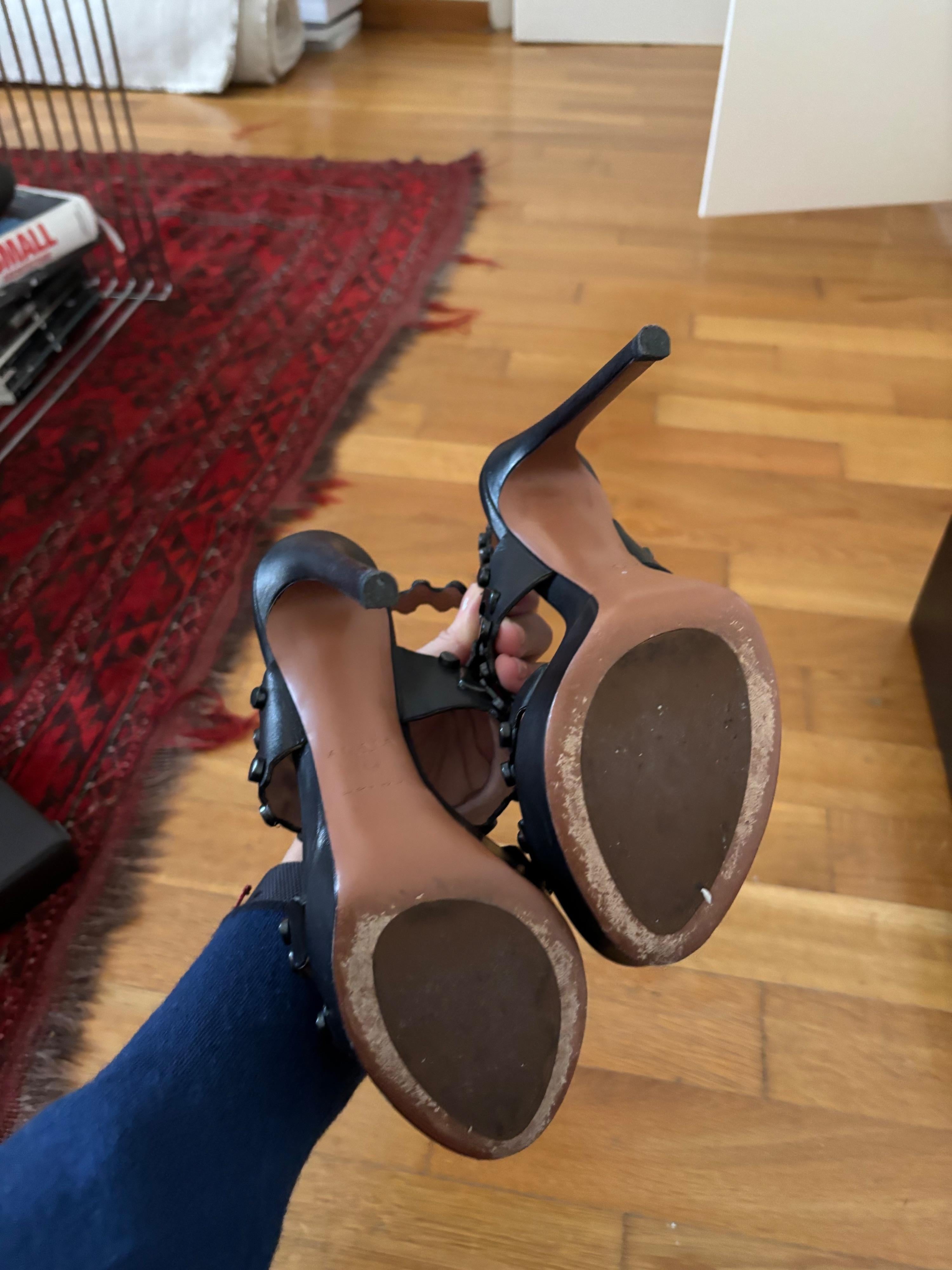 Alaia Navy Blue Platform Sandals