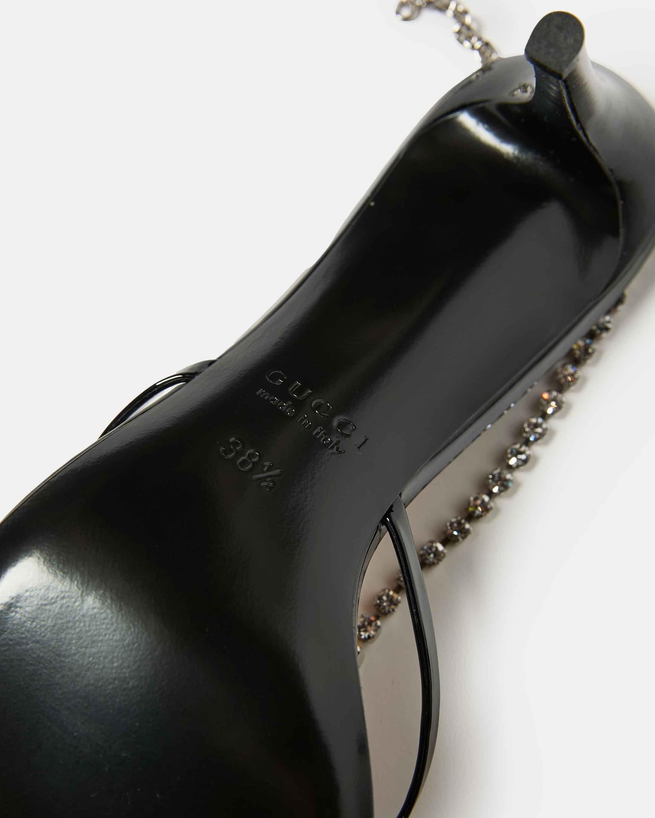 Gucci Patent And Crystal Sandals