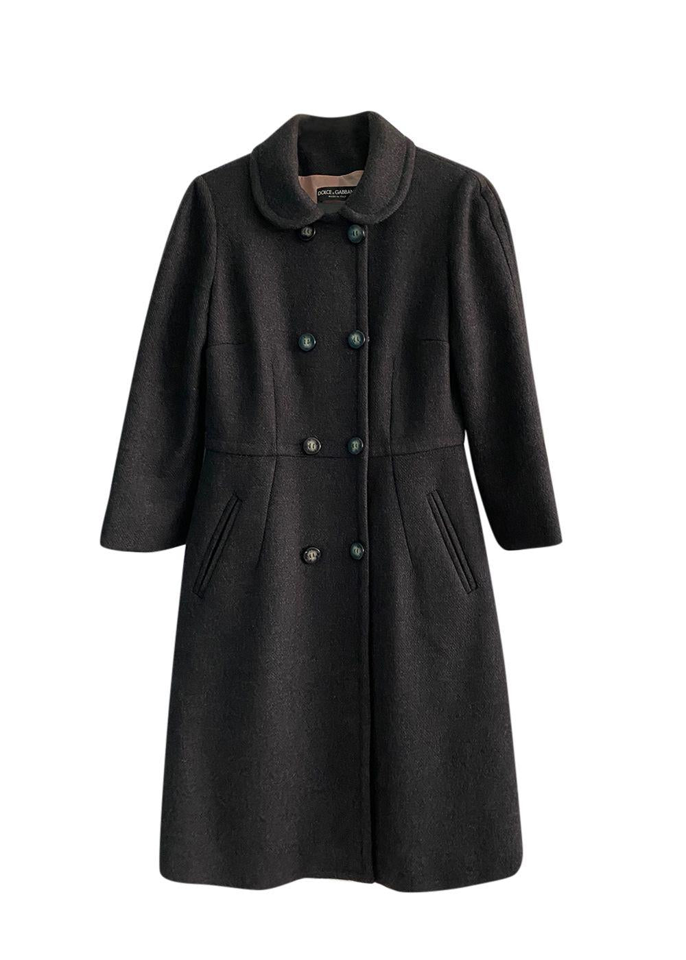 Dolce & Gabbana Charcoal Double Breasted Pea Coat
