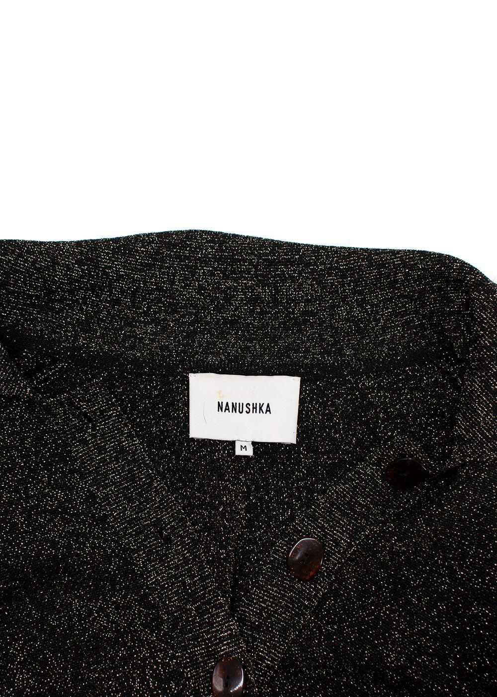 Nanushka Black & Gold Lurex Longline Shirt
