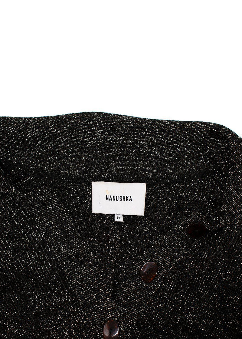 Nanushka Black & Gold Lurex Longline Shirt