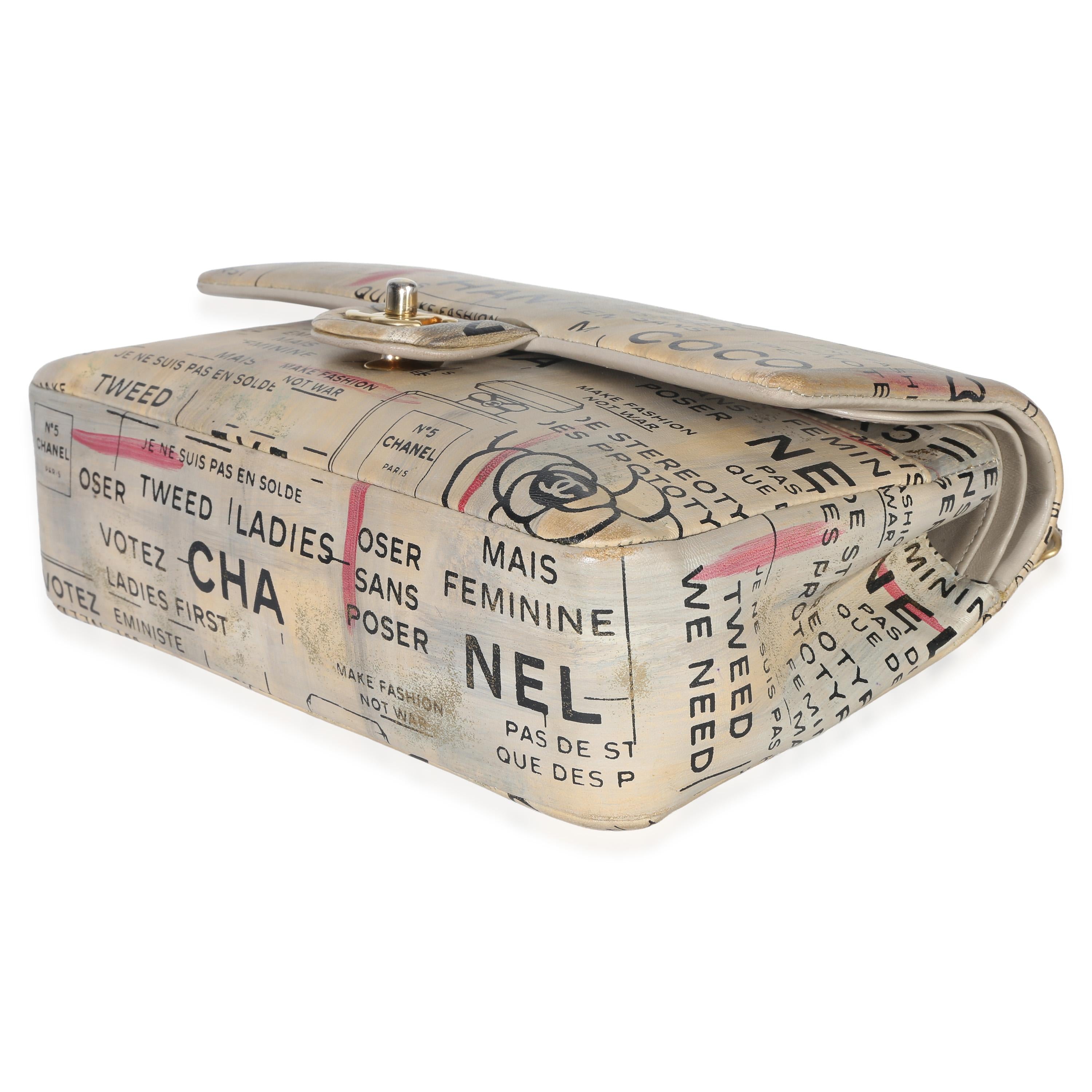 Chanel Newspaper Print Lambskin Medium Double Flap Bag