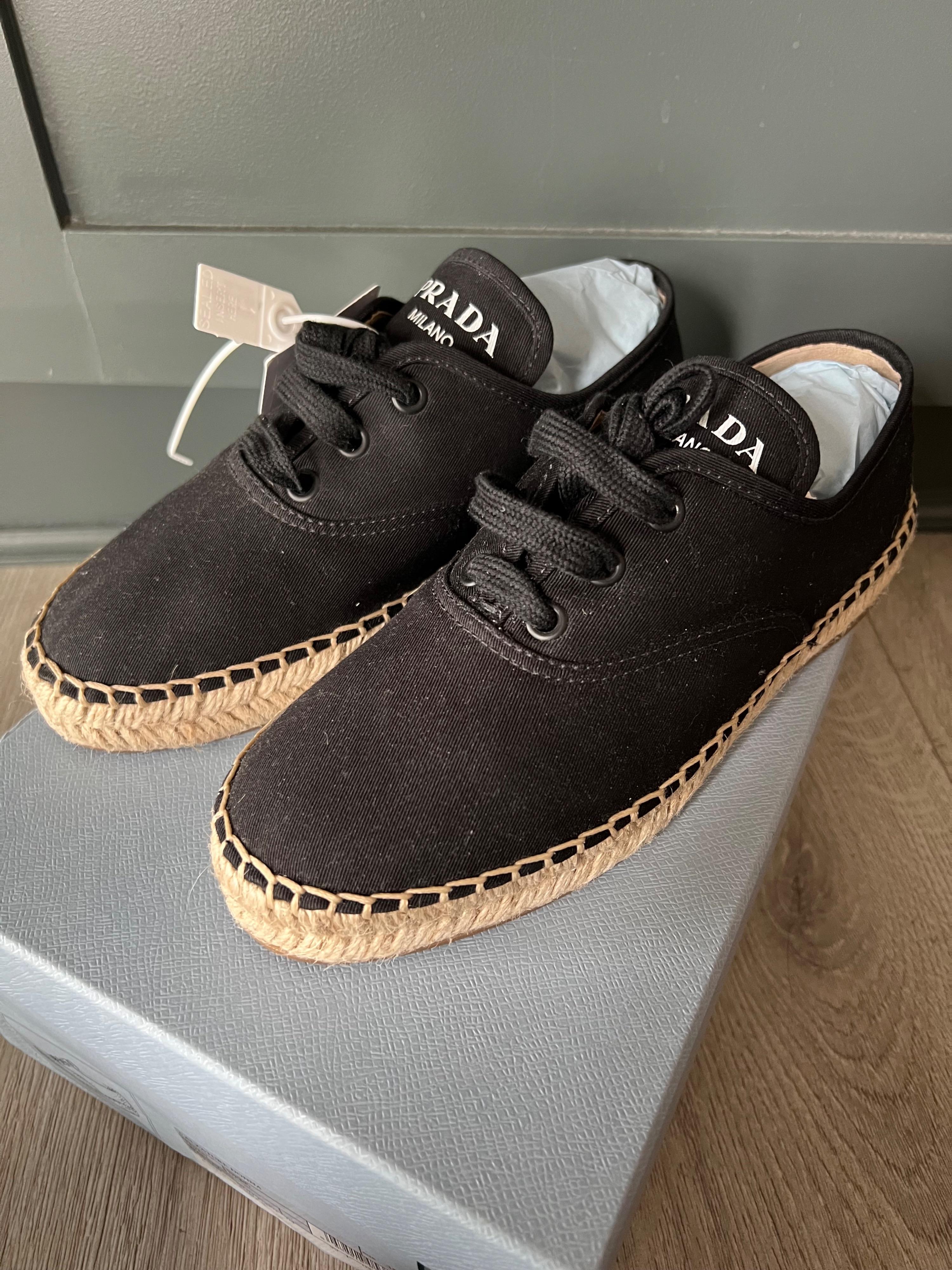 Black Lace-Up Espadrille Sneakers