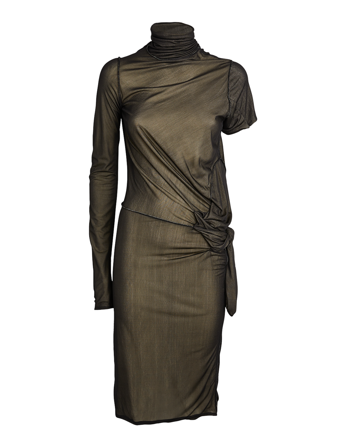 Asymmetric Ruched Midi Dress