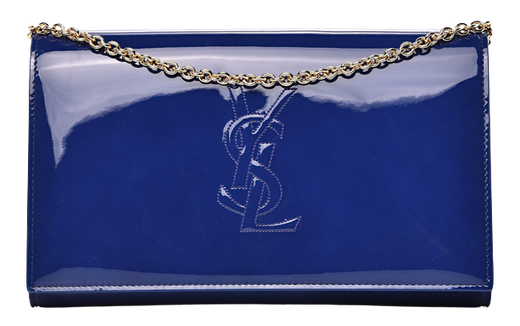 Saint Laurent Blue Patent Leather Belle du Jour Clutch Bag