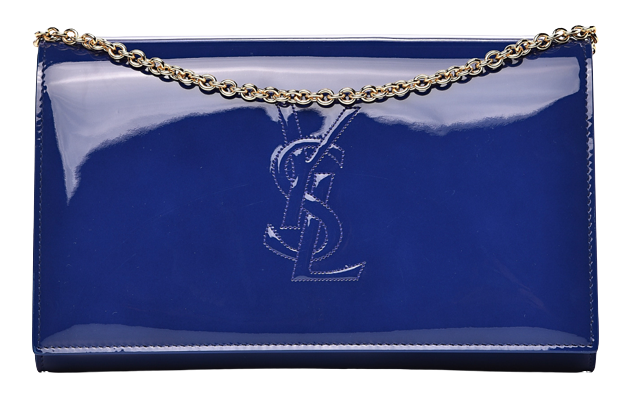 Saint Laurent Blue Patent Leather Belle du Jour Clutch Bag