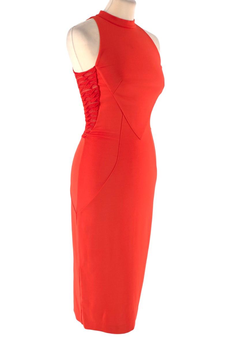 Zuhair Murad Red Mesh Back Sleeveless Dress