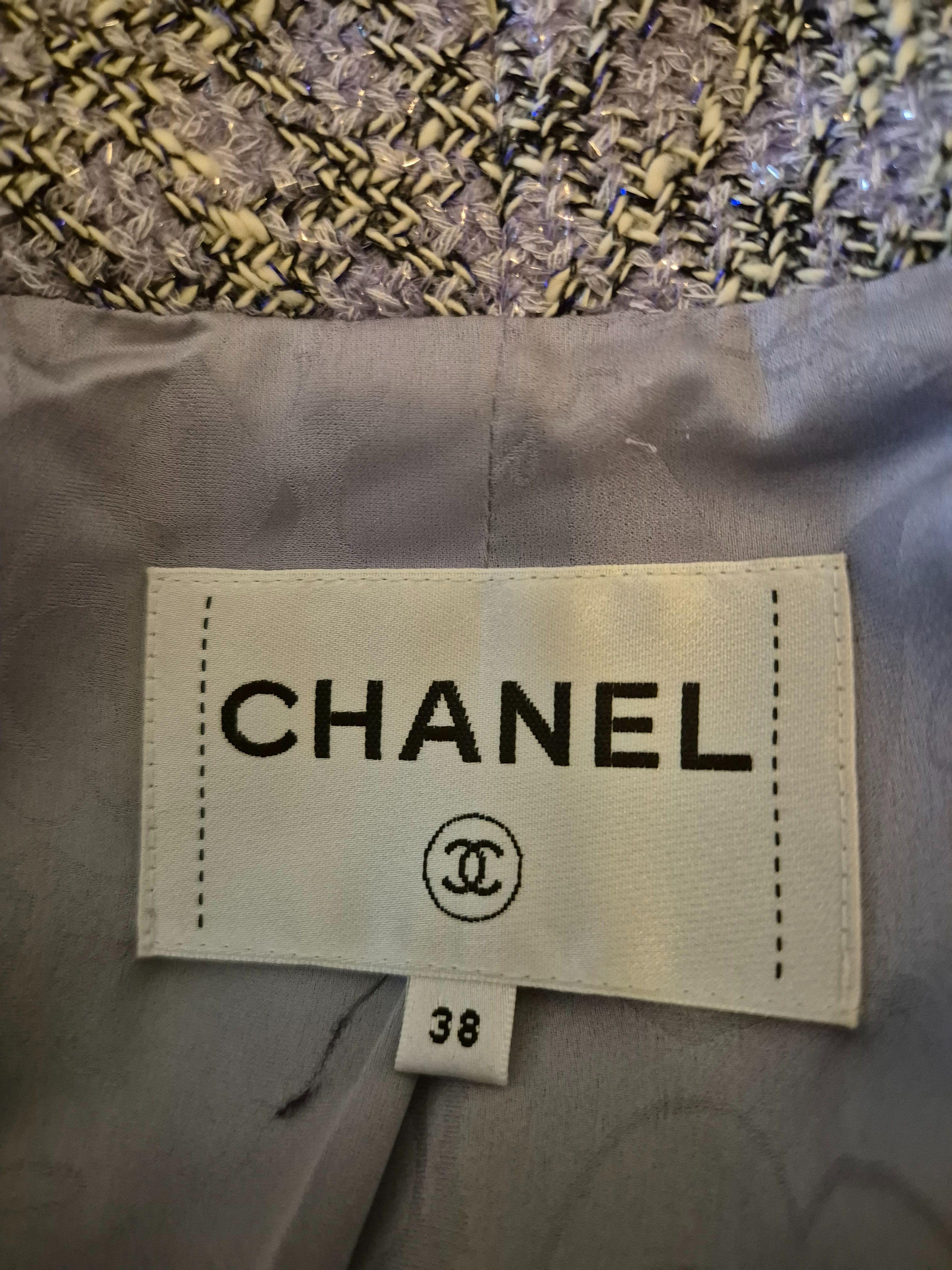 Chanel Lilac Single Breasted Tweed Blazer
