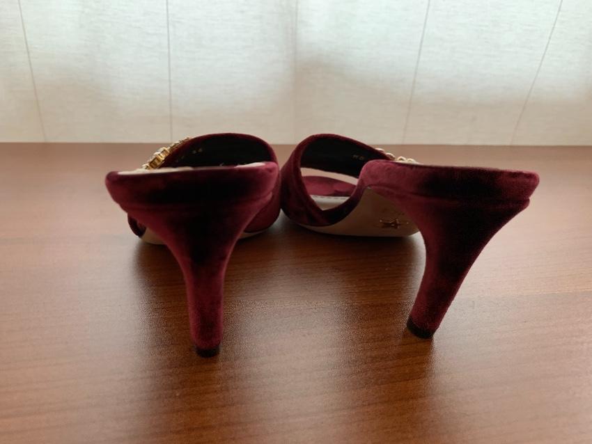 Dior burgundy rhinetone embellished velvet sandals