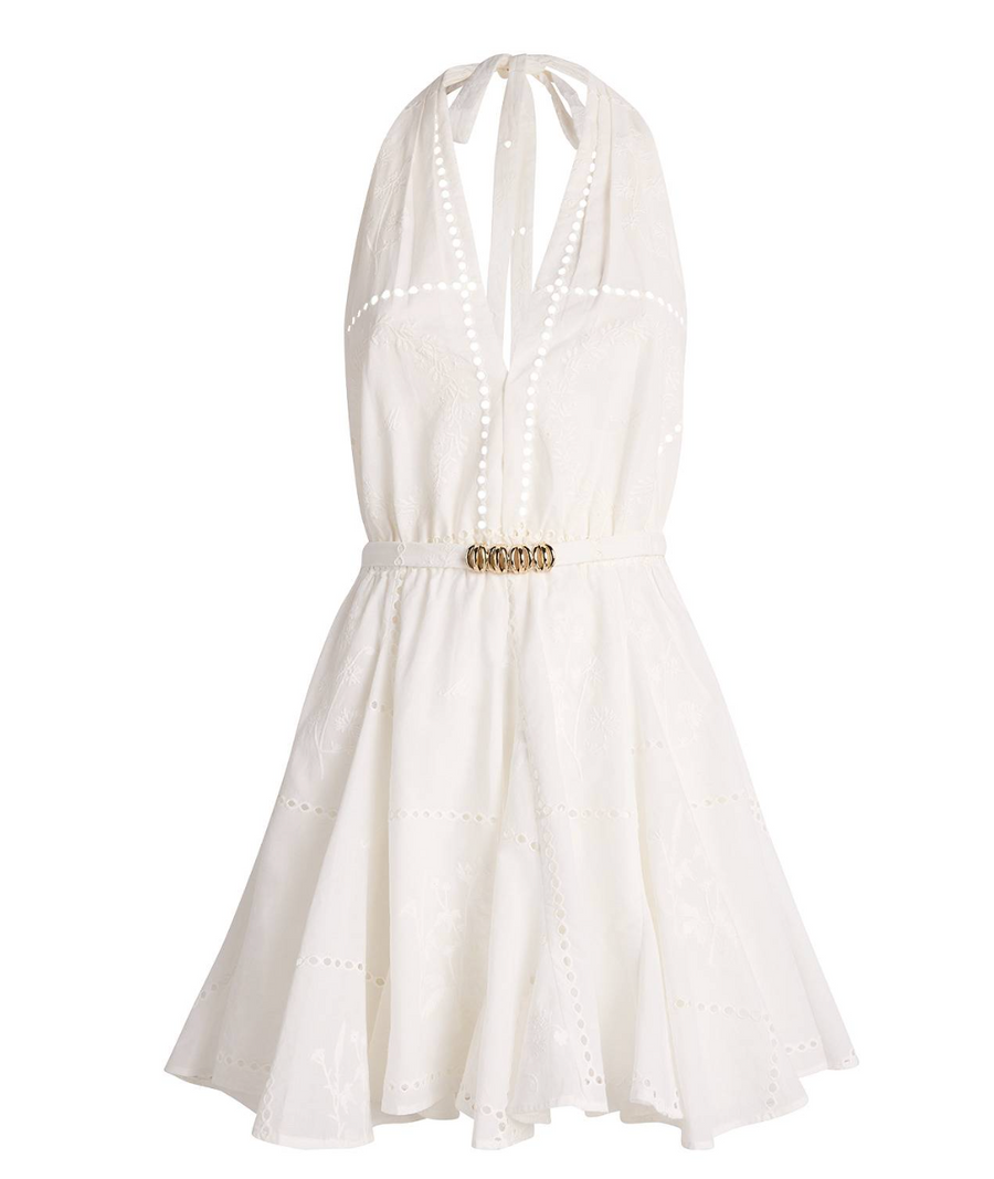 Maje Cotton Embroidered Mini Dress