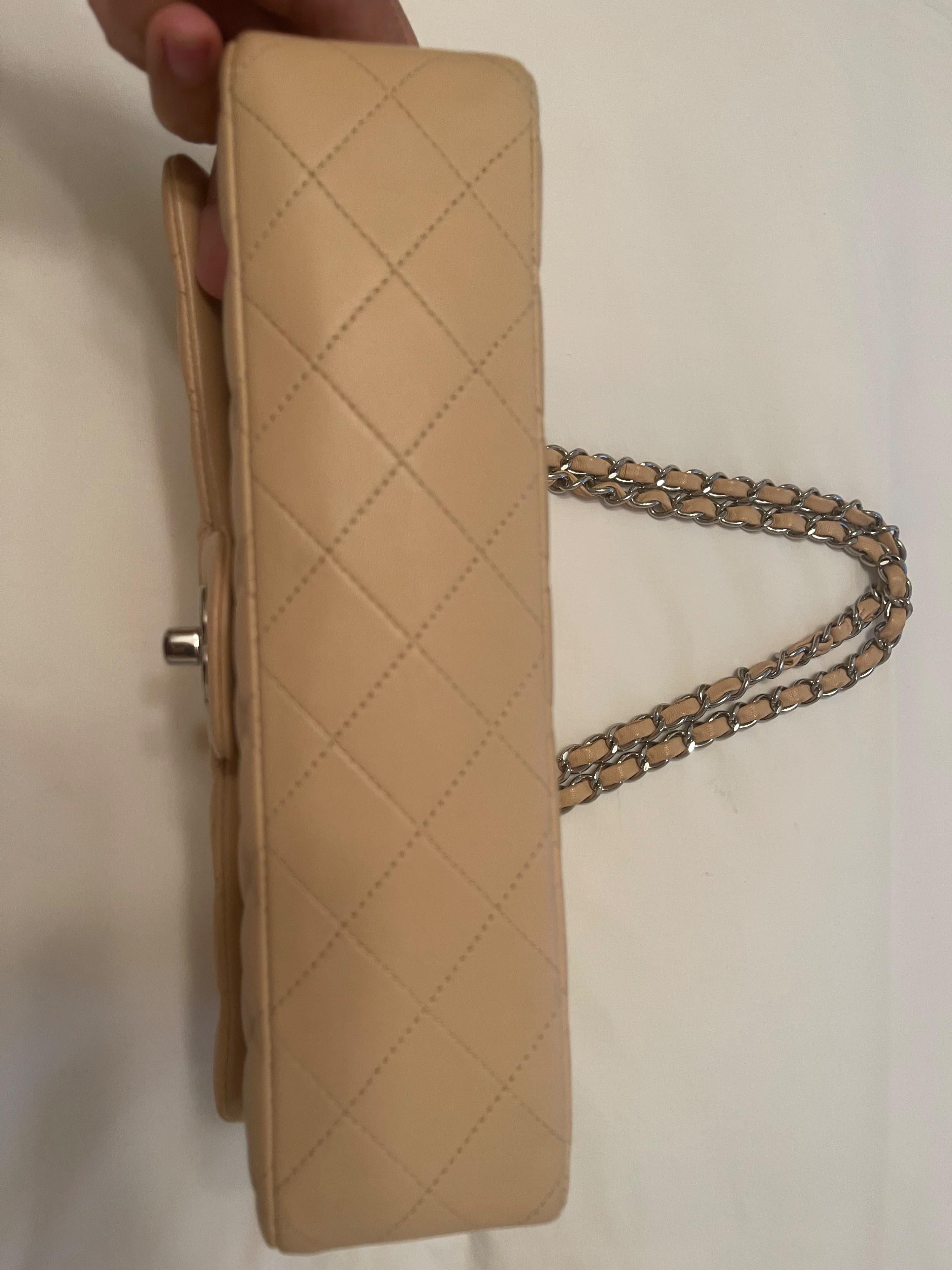 Chanel Beige Quilted Leather Double Flap Bag
