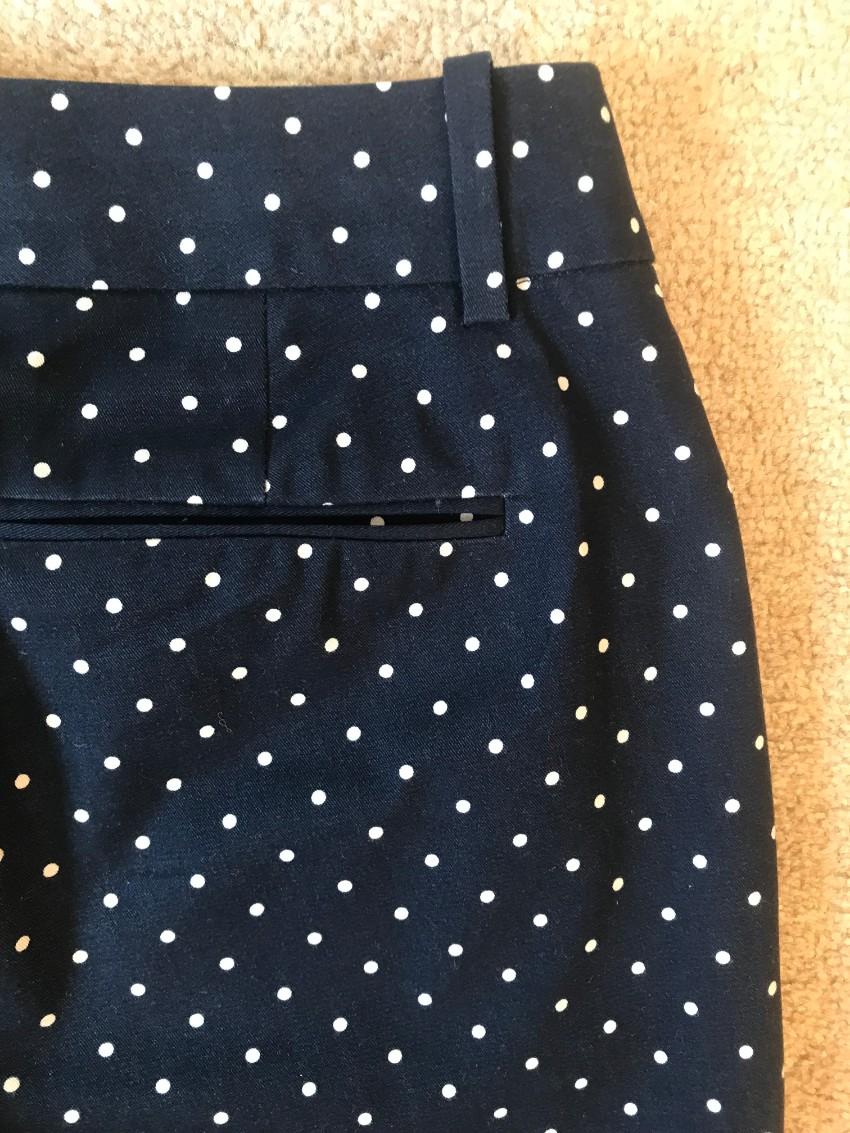 J. Crew Cafe Capri navy polka dot stretch pants