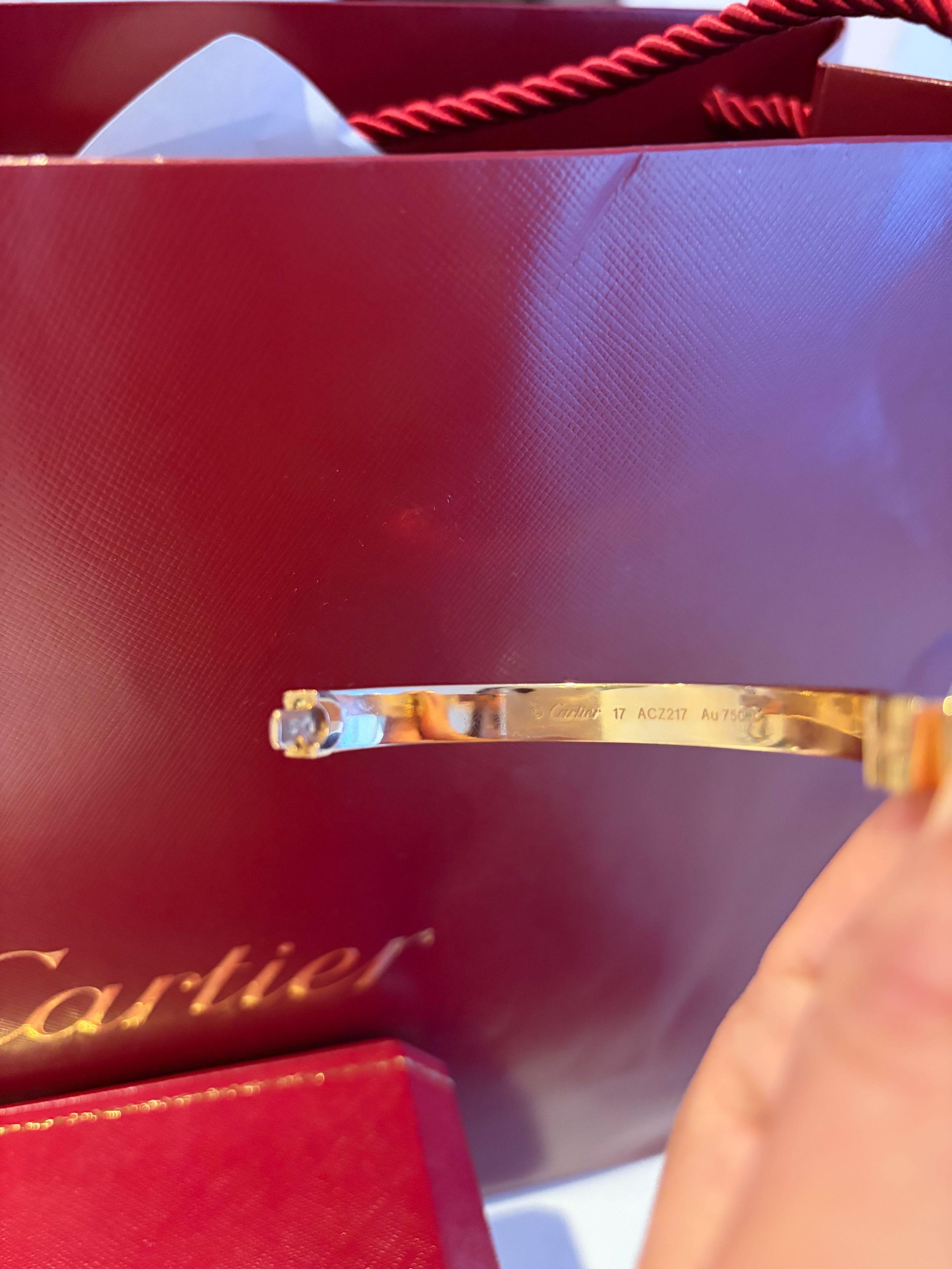 Cartier Full Pave Set Diamond Rose Gold Love Bracelet 17 with box and receipt