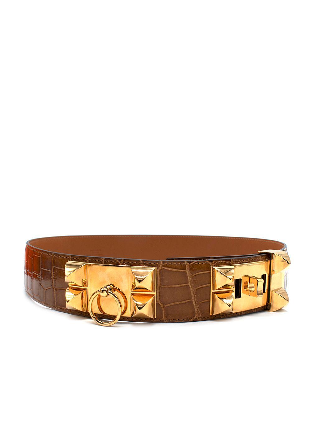 Hermès Medor “Collier de Chien” Belt in Crocodile Leather  Full length 97cms