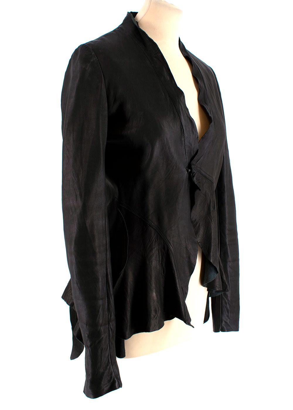 Rick Owens Black Asymmetric Leather Jacket