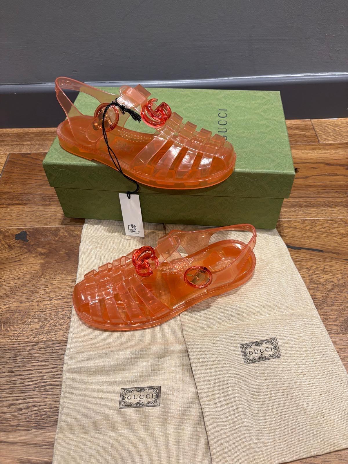 Gucci Orange Plastic Sandals