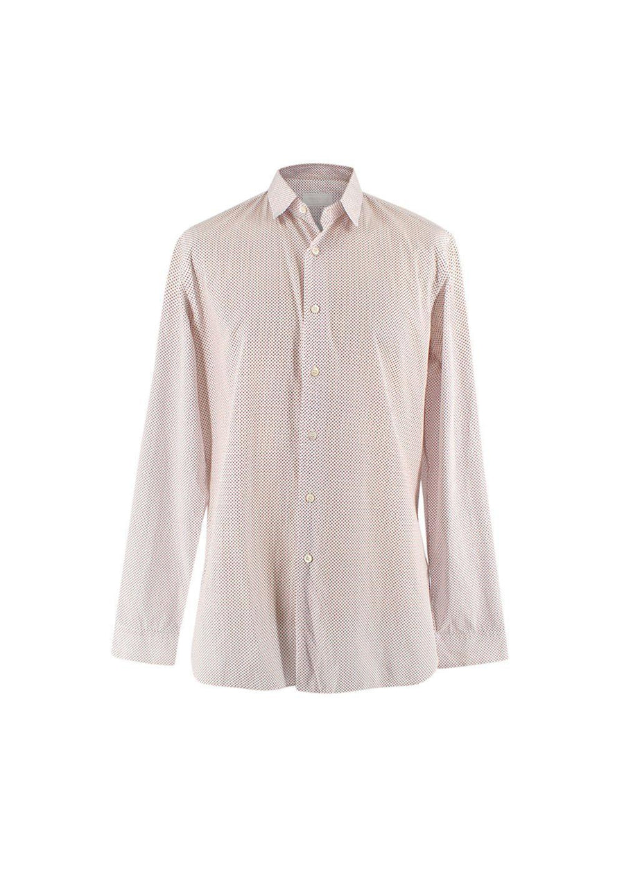 Red & Blue Square Print Button Down Shirt