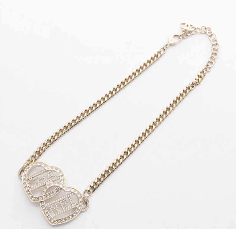 Chanel Double Heart Chain Necklace