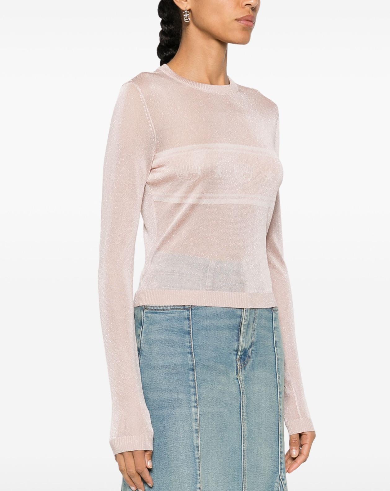 Chiara Ferragni Pink Lurex Yarn Jumper