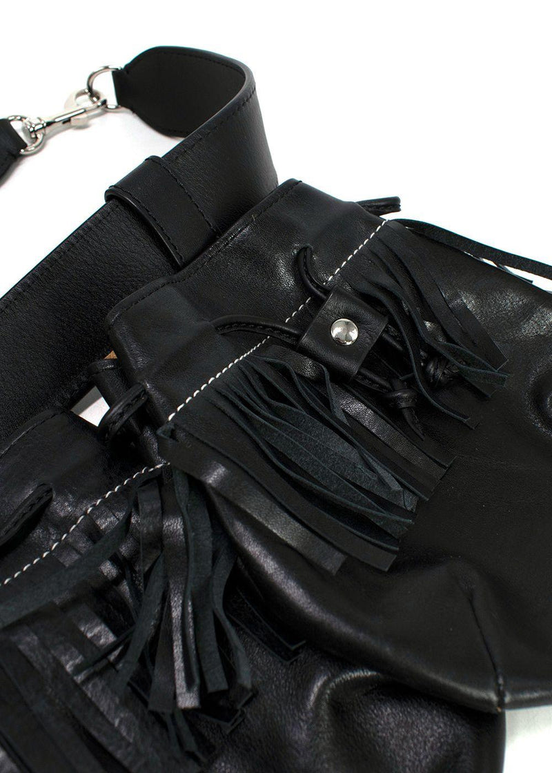 JW Anderson Black Leather Multi Pocket Cross Body Bag
