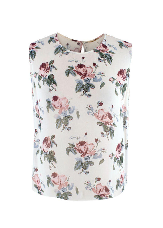 Saint Laurent Crepe Sleeveless Floral Top