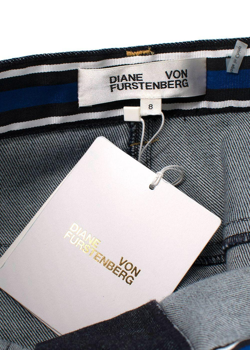 Diane von Furstenberg Red Side Panel Denim Jeans