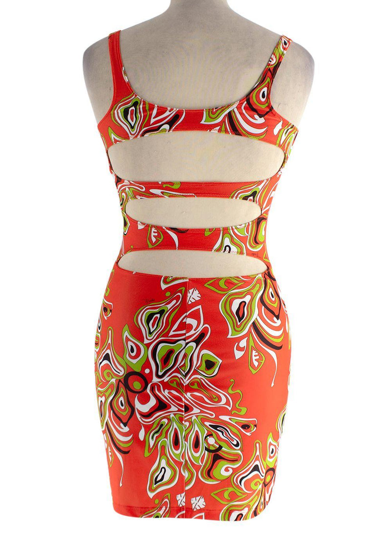 Emilio Pucci Printed Cut Out Mini Dress