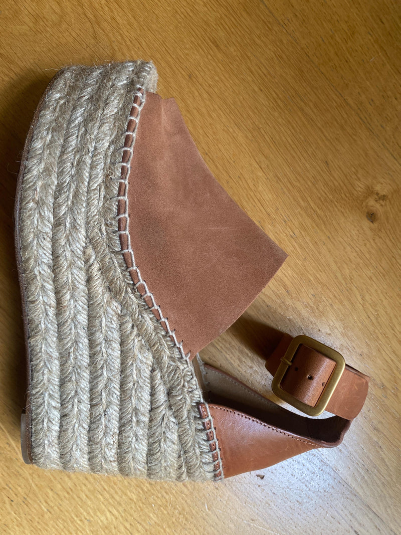 Chloe Tan Suede Espadrille Wedges