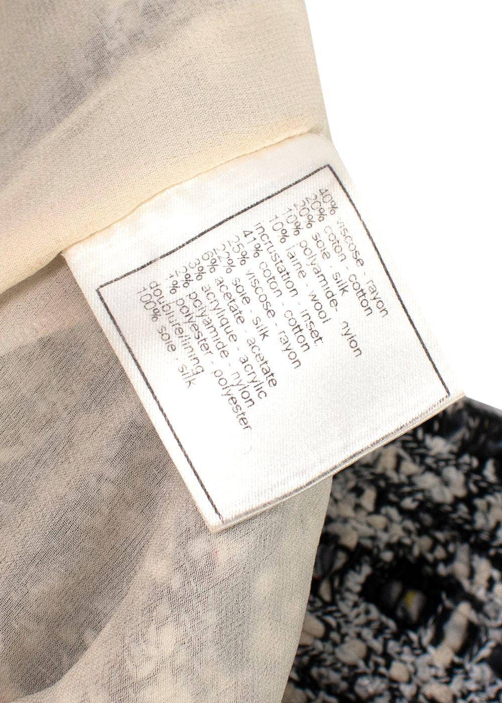Chanel Black and White Tweed Mini Skirt with Fringe Hem
