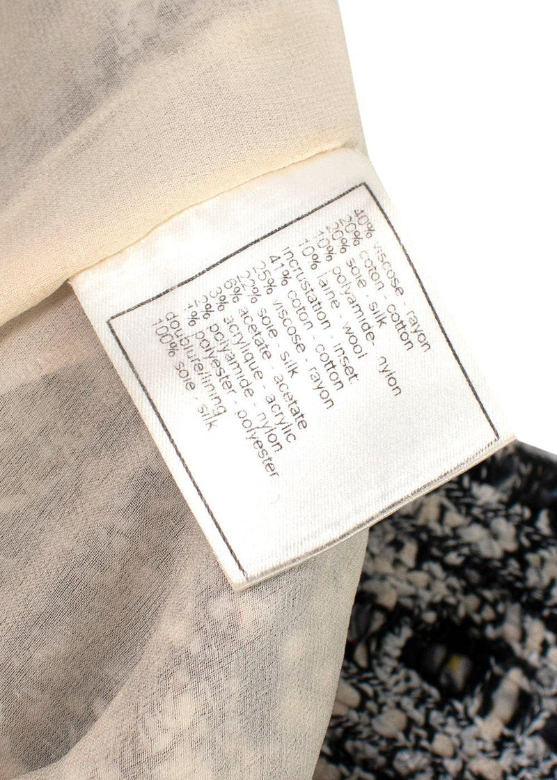 Chanel Black and White Tweed Mini Skirt with Fringe Hem