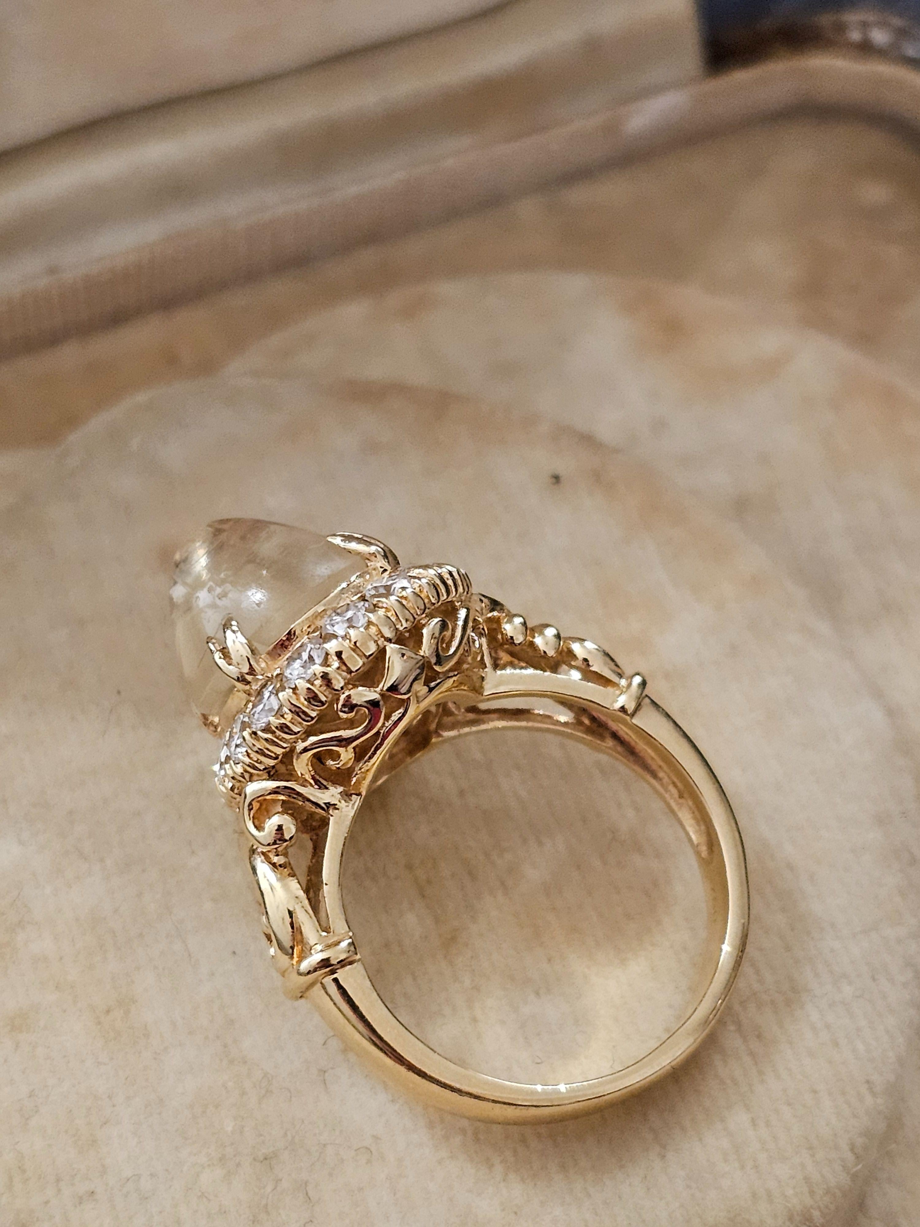 Bespoke Vintage Quartz and Diamond Cluster Ring