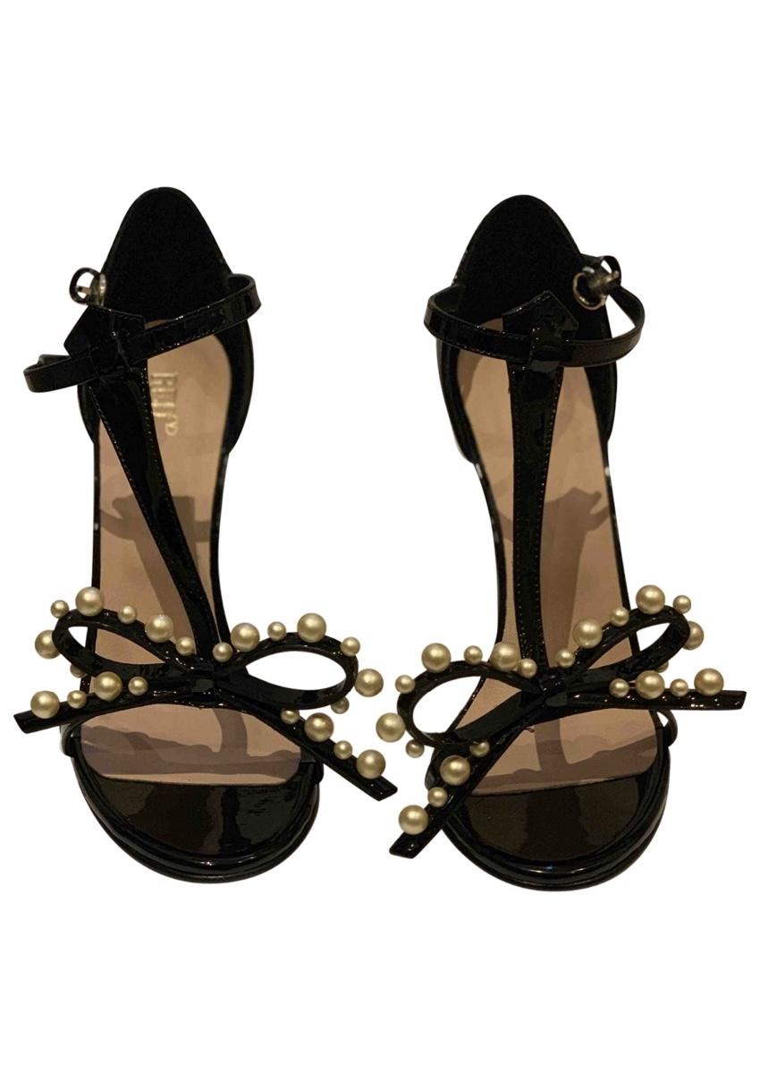 Red Valentino faux pearl embellished black sandals