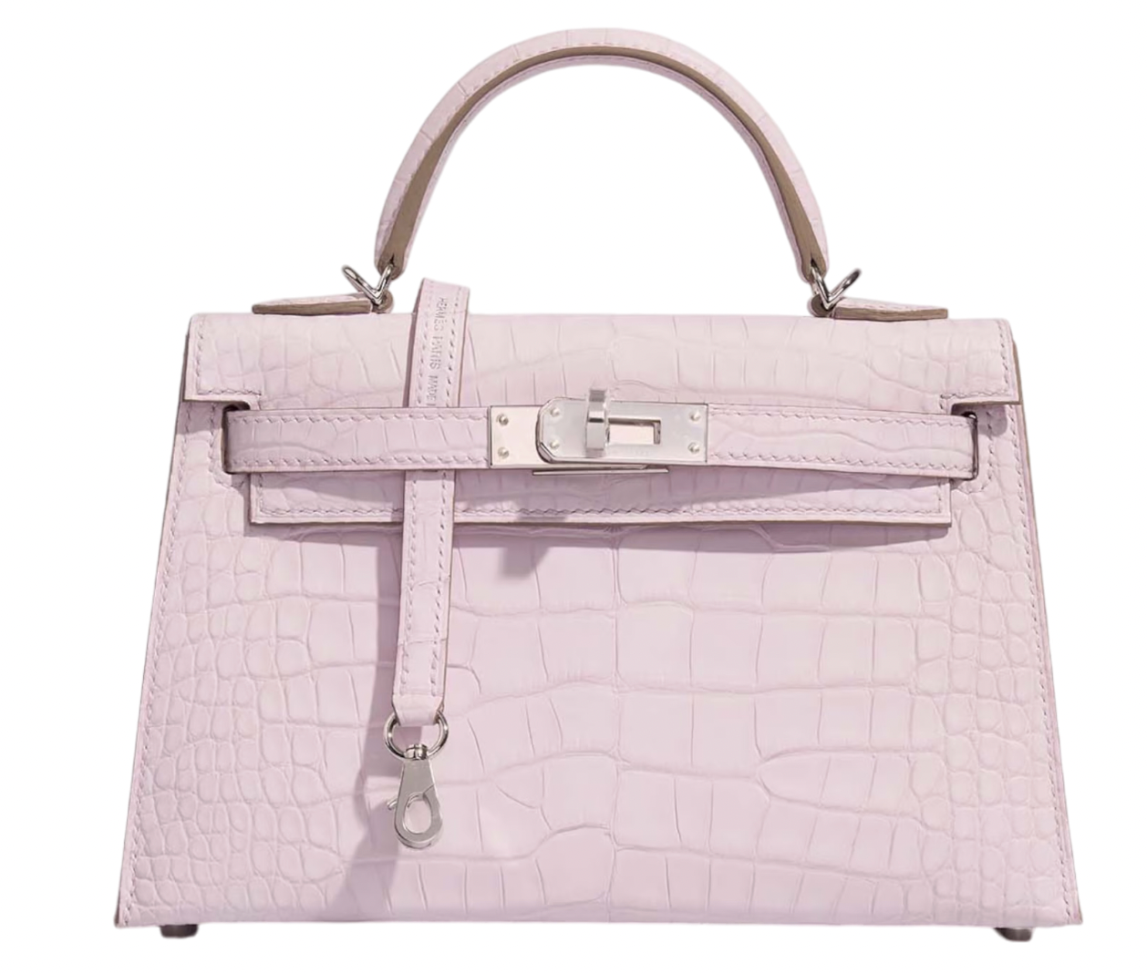 Mauve Pâle 20 cm Sellier Mississippiensis Alligator Matte Kelly  Palladium Hardware