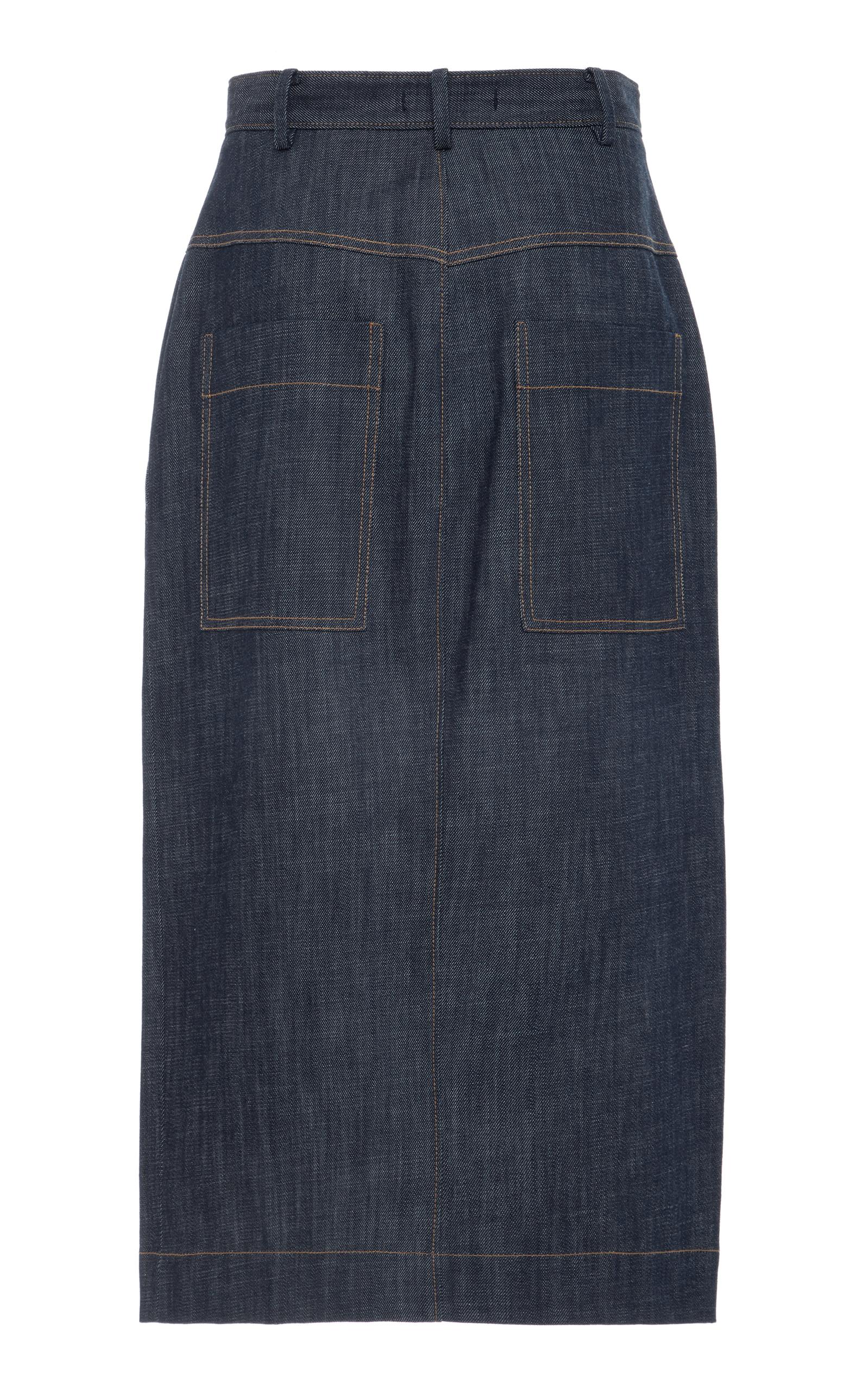 Tibi Demin Jamie Midi Skirt