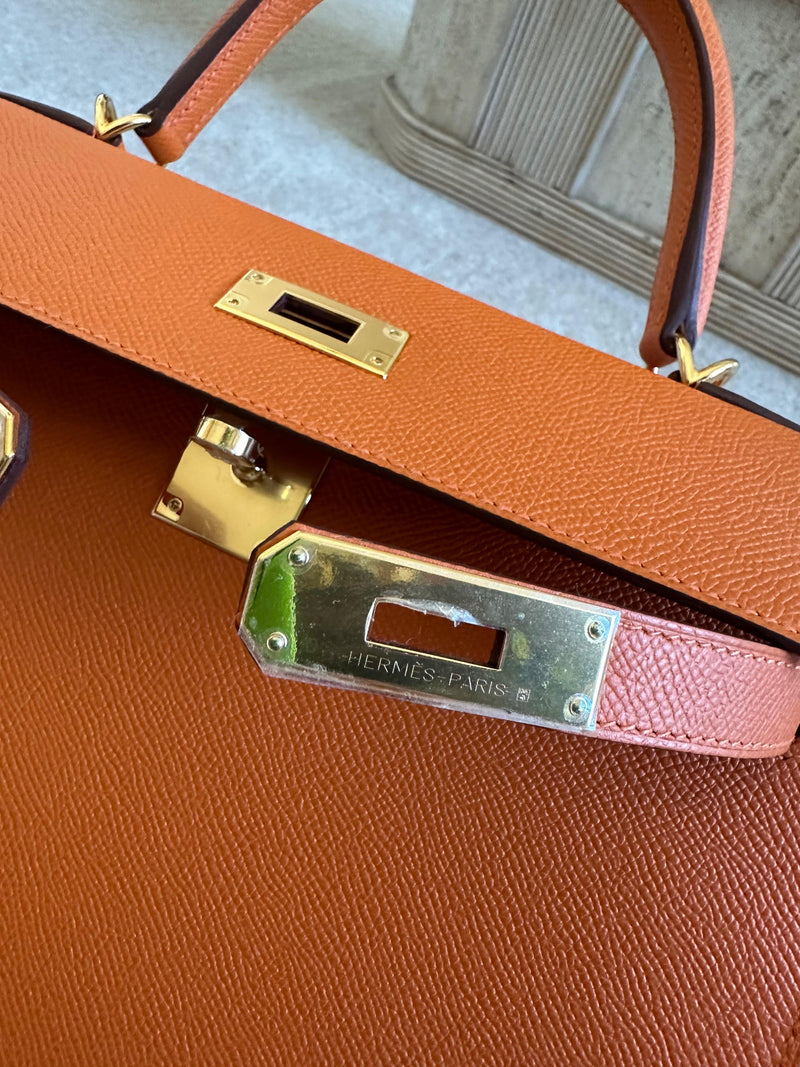 Hermes Kelly 28 Sellier in Orange Epsom Leather with Gold Hardware