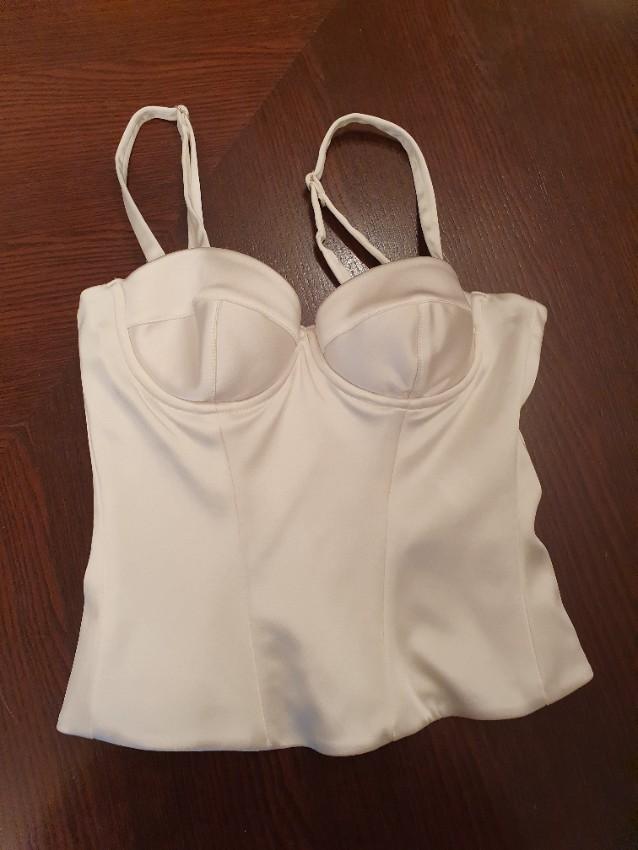 P.A.R.O.S.H White Satin Cropped Bustier
