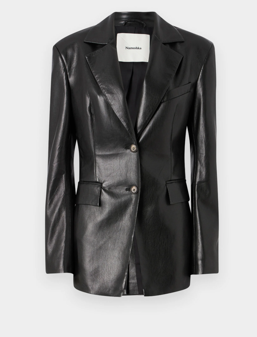 Nanushka Black Faux Leather Blazer