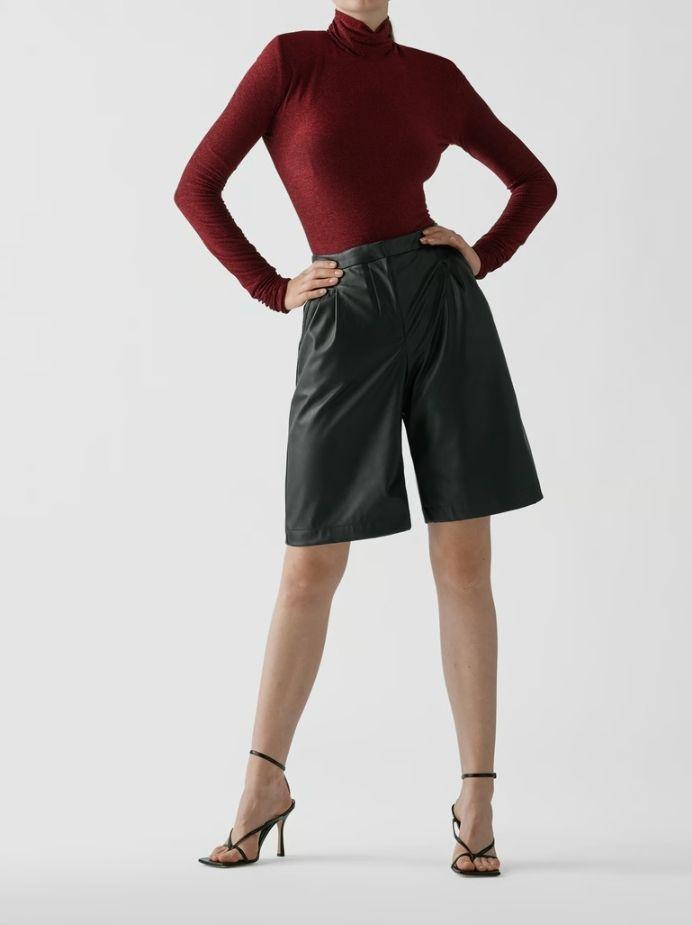 Alexandre Vauthier Burgundy Turtleneck Bodysuit