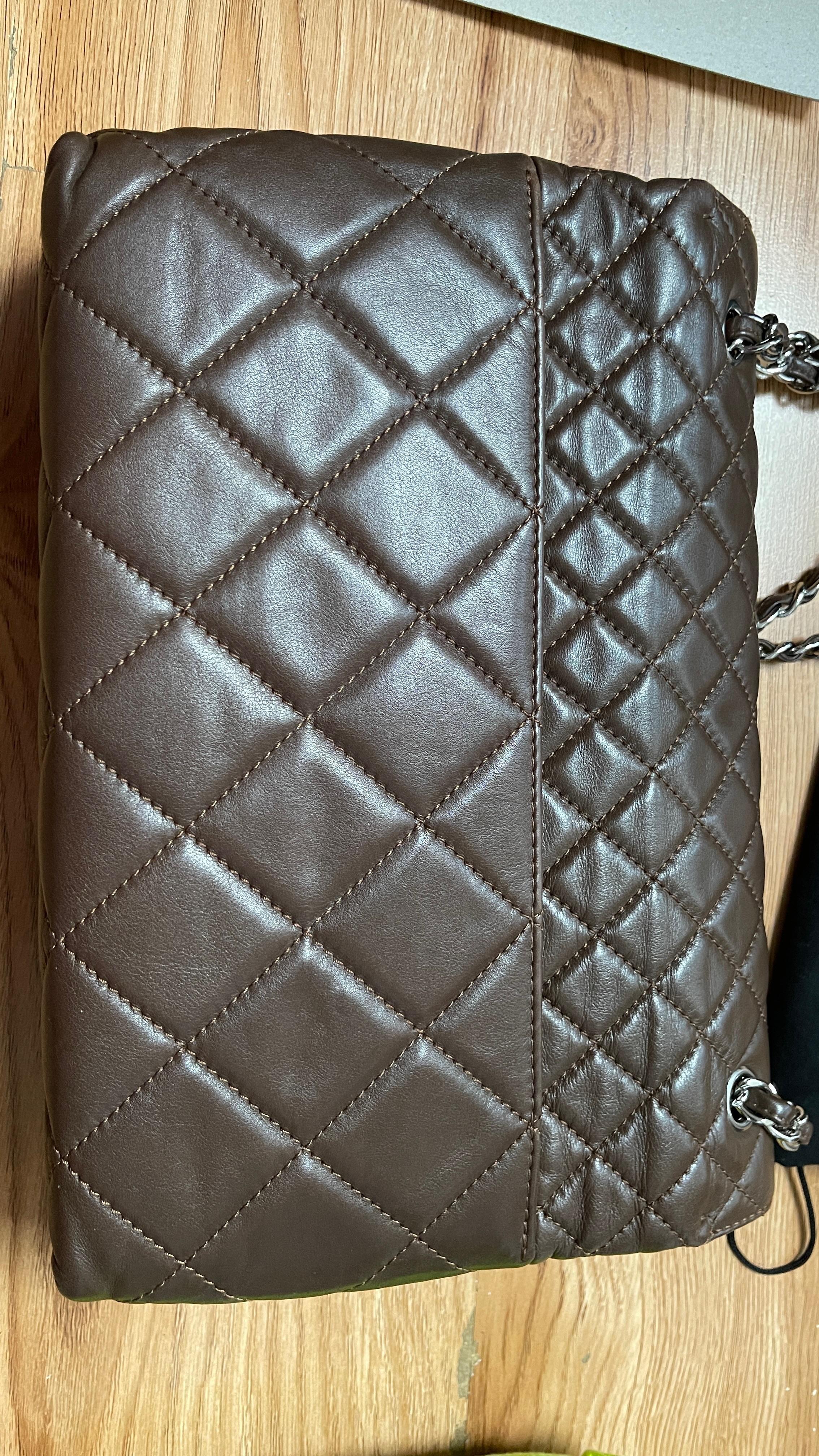 Brown Quilted Leather Business Shoulder Bag