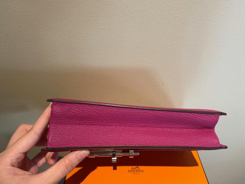 Hermes Magnolia Mysore Goatskin Verrou Clutch PHW