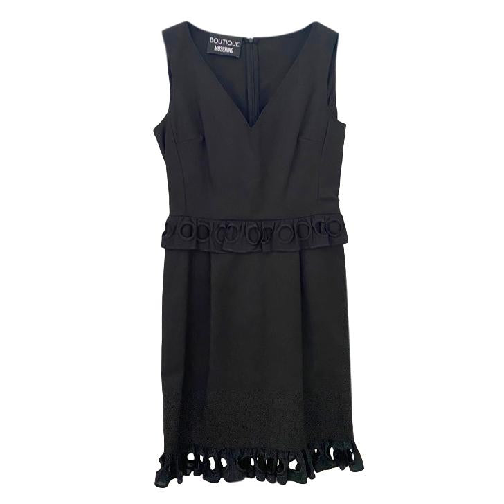 Boutique Moschino Black Sleeveless Broderie Waist Detail Dress