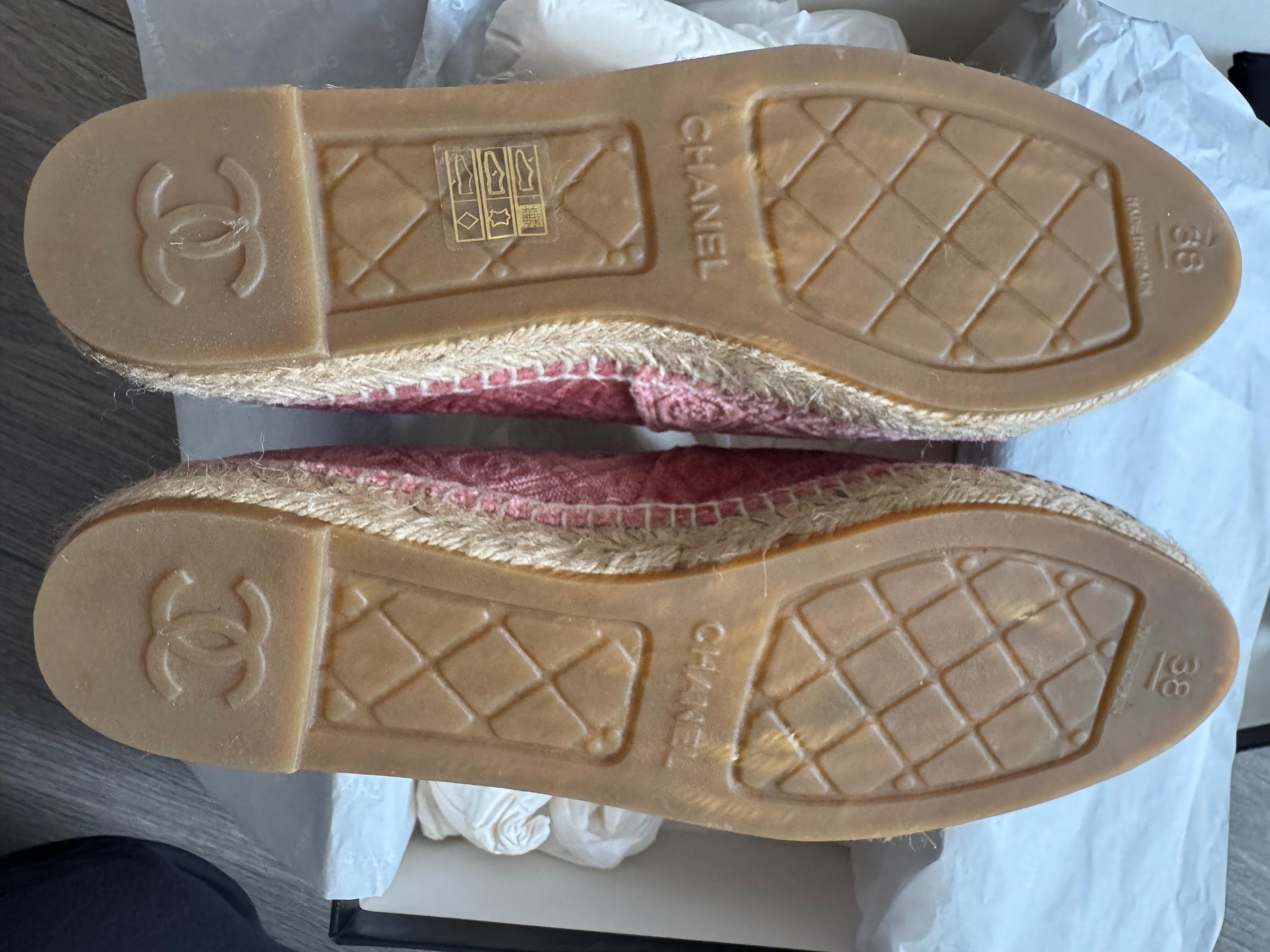 Chanel Pink Velvet Espadrilles