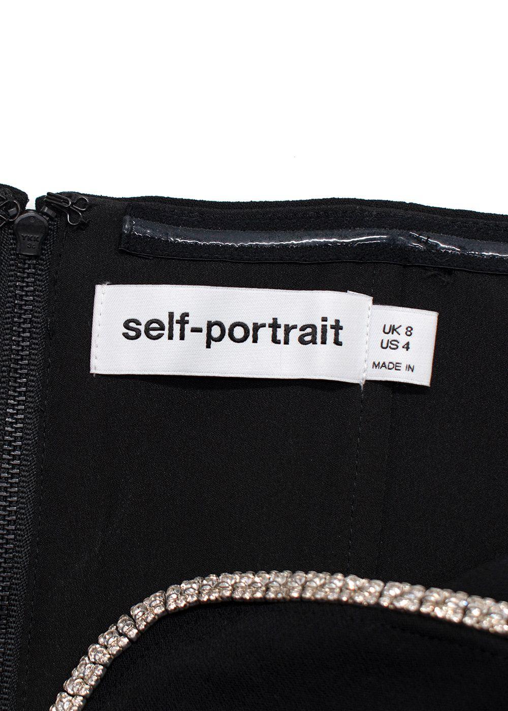 Self-Portrait Black Embellished Off-Shoulder Top & Mini Skirt Set
