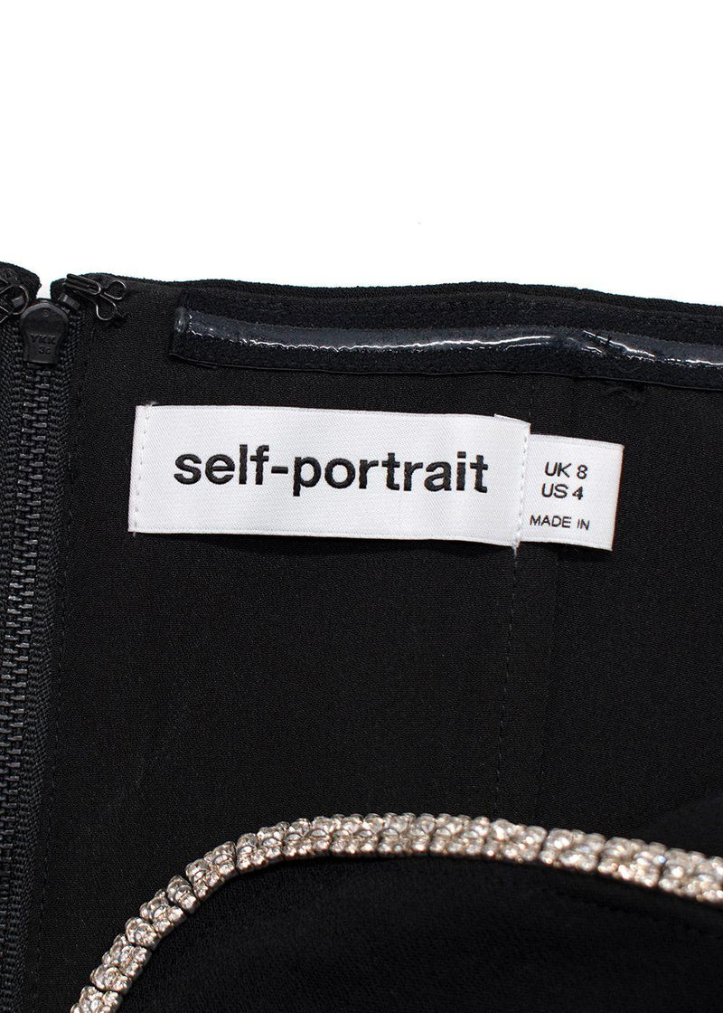 Self-Portrait Black Embellished Off-Shoulder Top & Mini Skirt Set